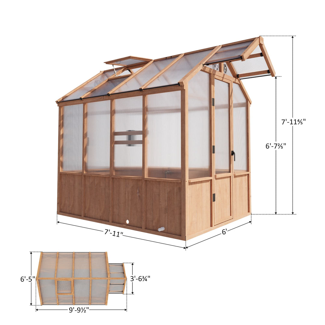 6.5'x8' EverBloom Cedar Wood Greenhouse