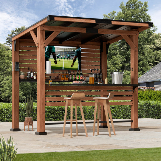 6.5x8 The Aura Entertainment Bar for Gazebo with TV Mount