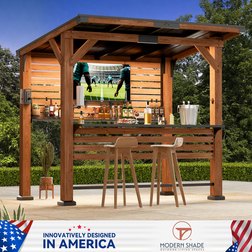 6.5x8 The Aura Entertainment Bar for Gazebo with TV Mount