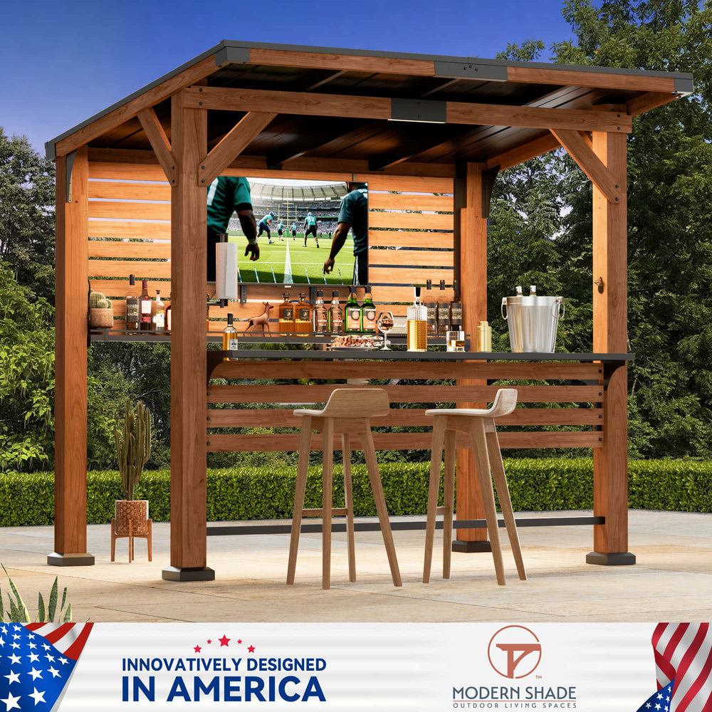 6.5'x8' The Aura Entertainment Bar for Gazebo with TV Mount