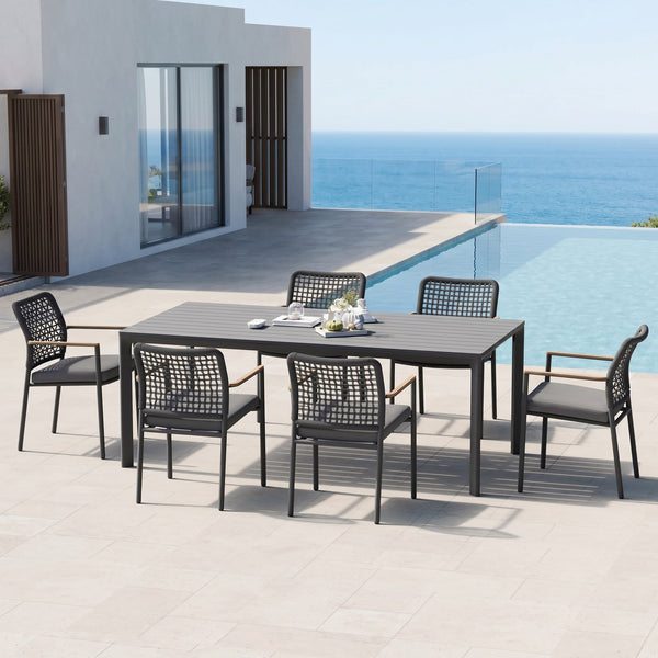Riviera Rope Woven Aluminum Outdoor Dining Chair