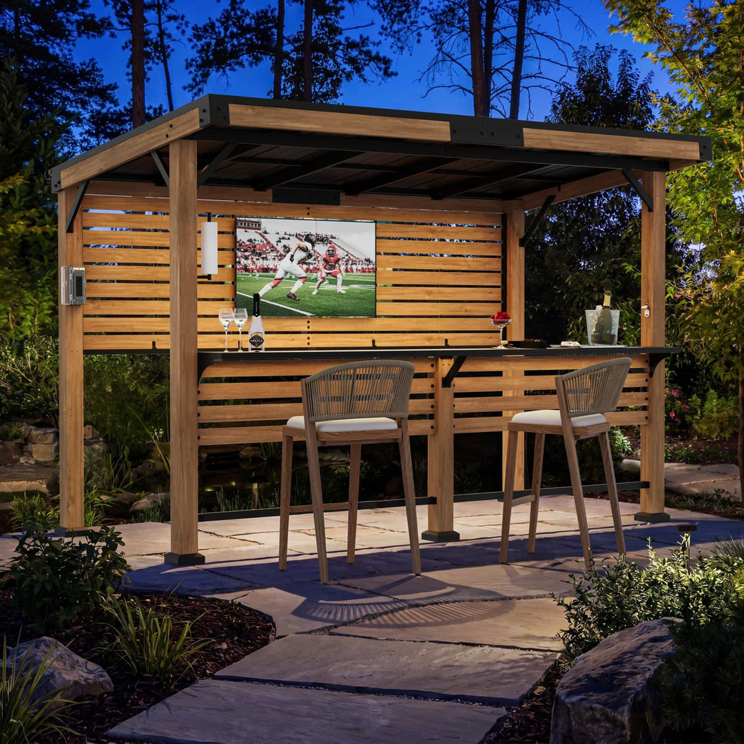 6'x11' Woodberry Pavillon mit Holzdecke und TV-Halterung