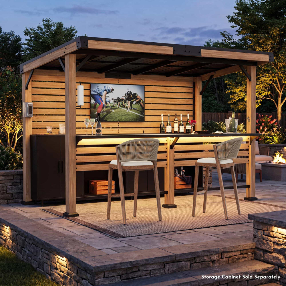 6'x11' Woodberry Cedar Hardtop Gazebo with TV Mount