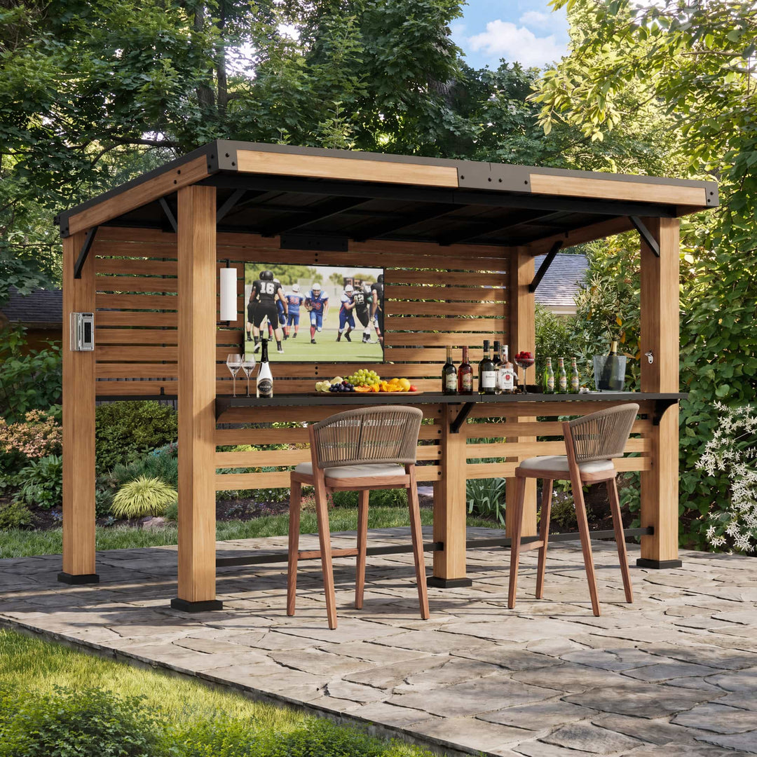 6'x11' Woodberry Pavillon mit Holzdecke und TV-Halterung