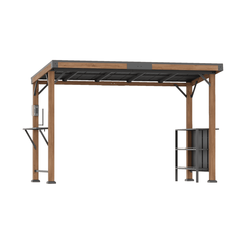 6'x12' Woodberry Cedar Hardtop Gazebo with Dual Bar Counters