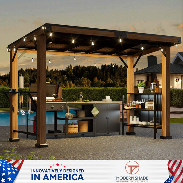 6x12 Woodberry Cedar Hardtop Gazebo with Dual Bar Counters