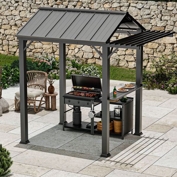 6'x8' Nottingham Metal Hardtop Gazebo with Extended Eave