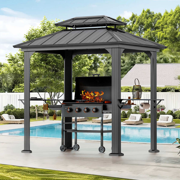 6x8 Aluminum Grill Hardtop Gazebo