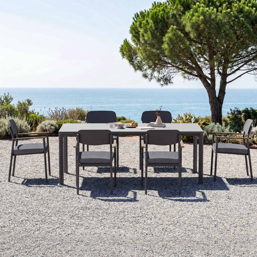 5-teiliges Outdoor-Esszimmer-Set aus Aluminium mit Seilstühlen