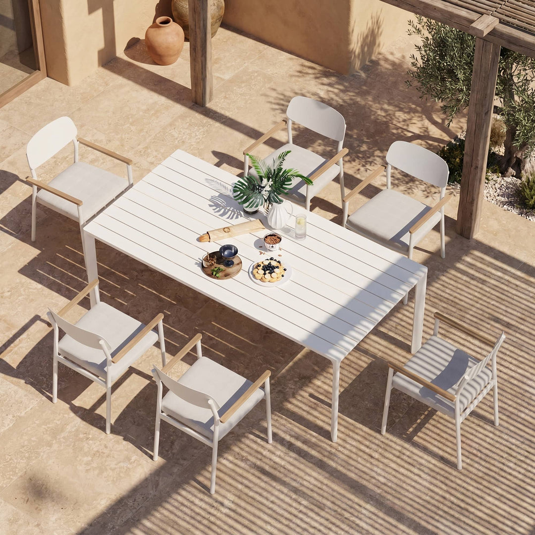 5-teiliges Outdoor-Esszimmer-Set aus Aluminium mit Seilstühlen