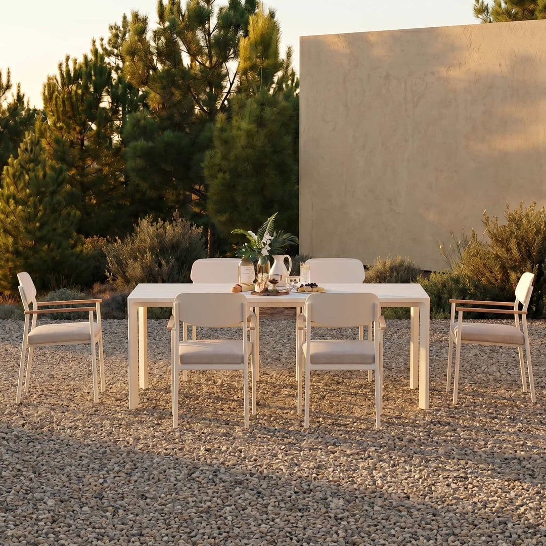 5-teiliges Outdoor-Esszimmer-Set aus Aluminium mit Seilstühlen