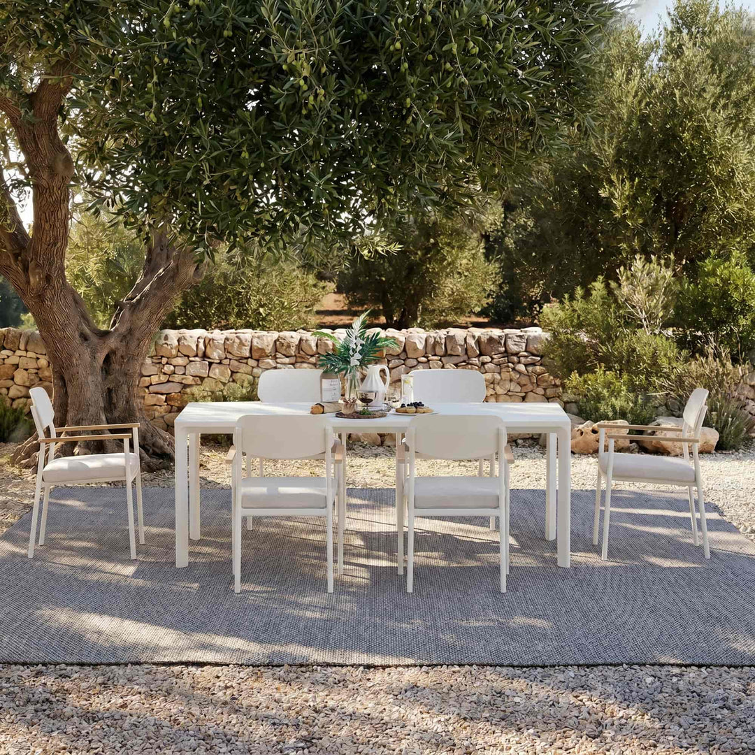 5-teiliges Outdoor-Esszimmer-Set aus Aluminium mit Seilstühlen