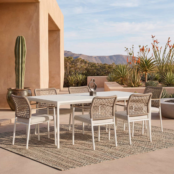 7-Piece Aluminum Outdoor Dining Set with Rope Chairs