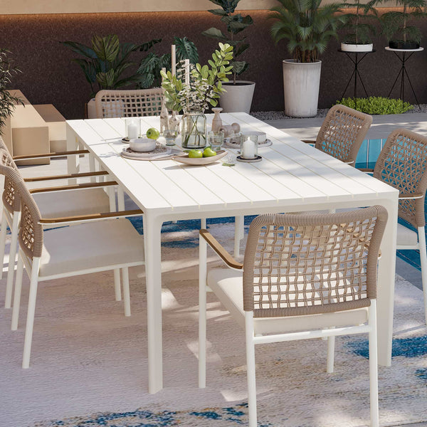 79" Cavo Aluminum Outdoor Dining Table with Slatted Top