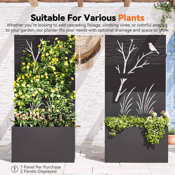 73"x47"x16" Metal Raised Planter Box with Trellis Privacy Screen