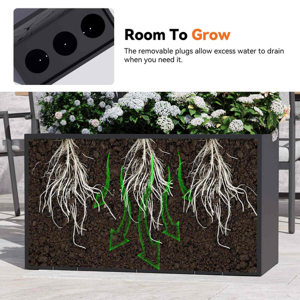 73"x47"x16" Metal Raised Planter Box with Trellis Privacy Screen