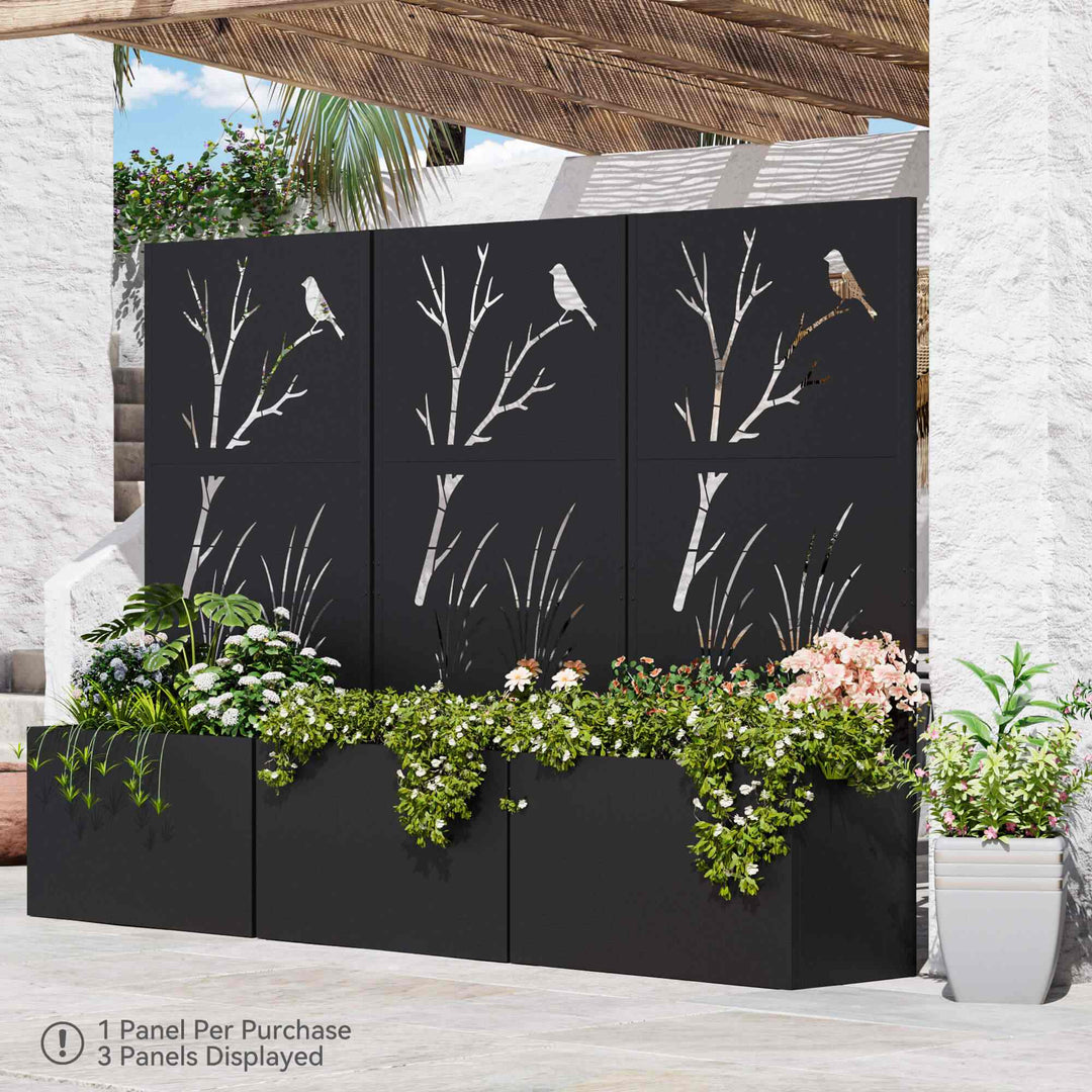 73"x47"x16" Hochbeet aus Metall mit Rankgitter als Sichtschutz