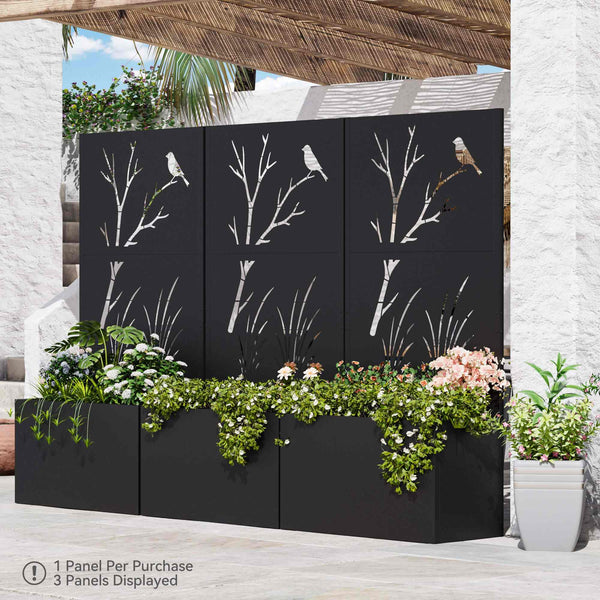 73"x47"x16" Metal Raised Planter Box with Trellis Privacy Screen