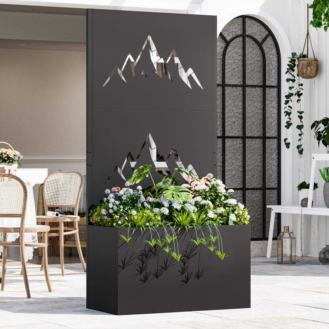 73"x47"x16" Hochbeet aus Metall mit Rankgitter als Sichtschutz