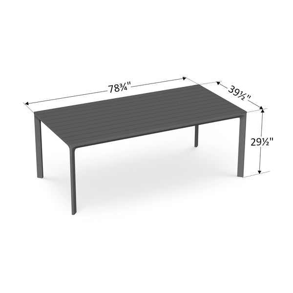 79" Cavo Aluminum Outdoor Dining Table with Slatted Top