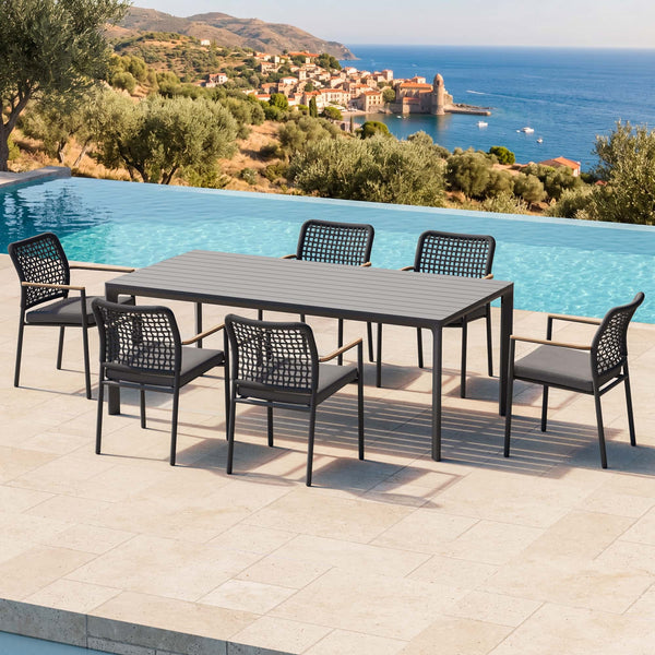 79" Cavo Aluminum Outdoor Dining Table with Slatted Top