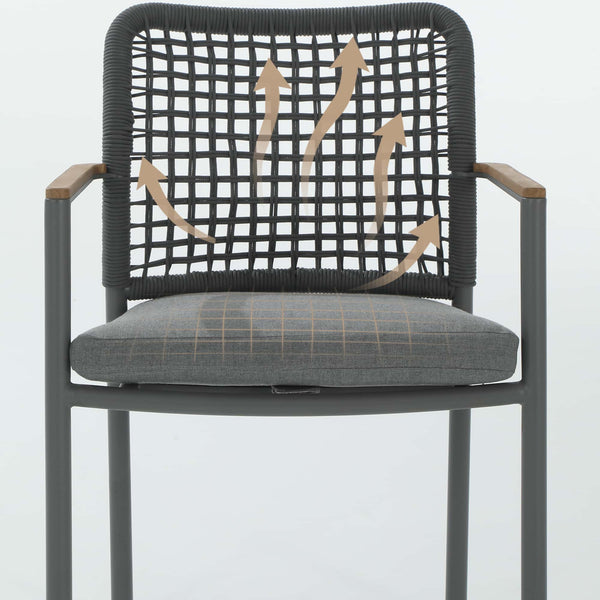 Riviera Rope Woven Aluminum Outdoor Dining Chair