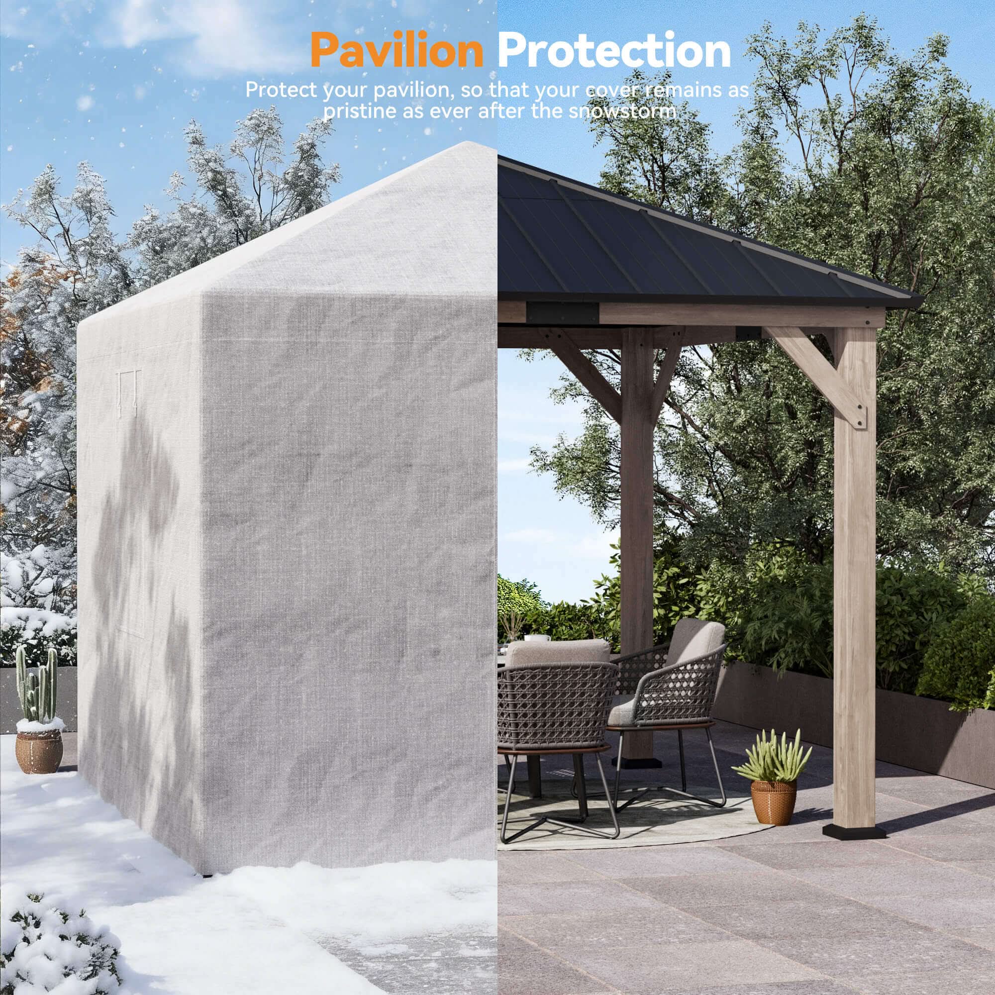 280ShelterEasyPole＆ShelterWINDOWCOVER 8x8 Winter Cover for Hardtop Gazebo – Modern Shade