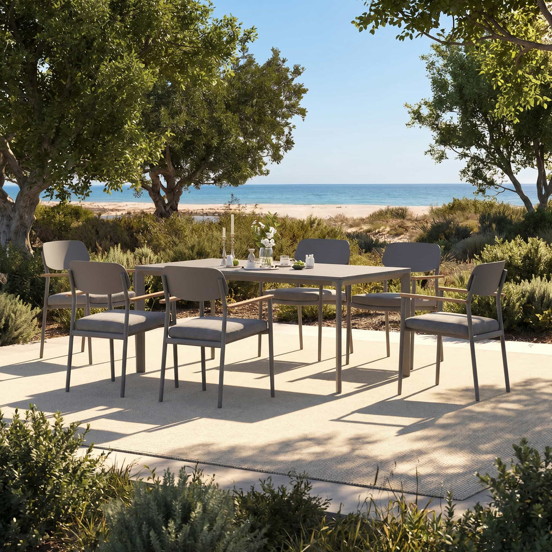 Riviera Outdoor-Esszimmerstuhl aus geflochtenem Aluminium