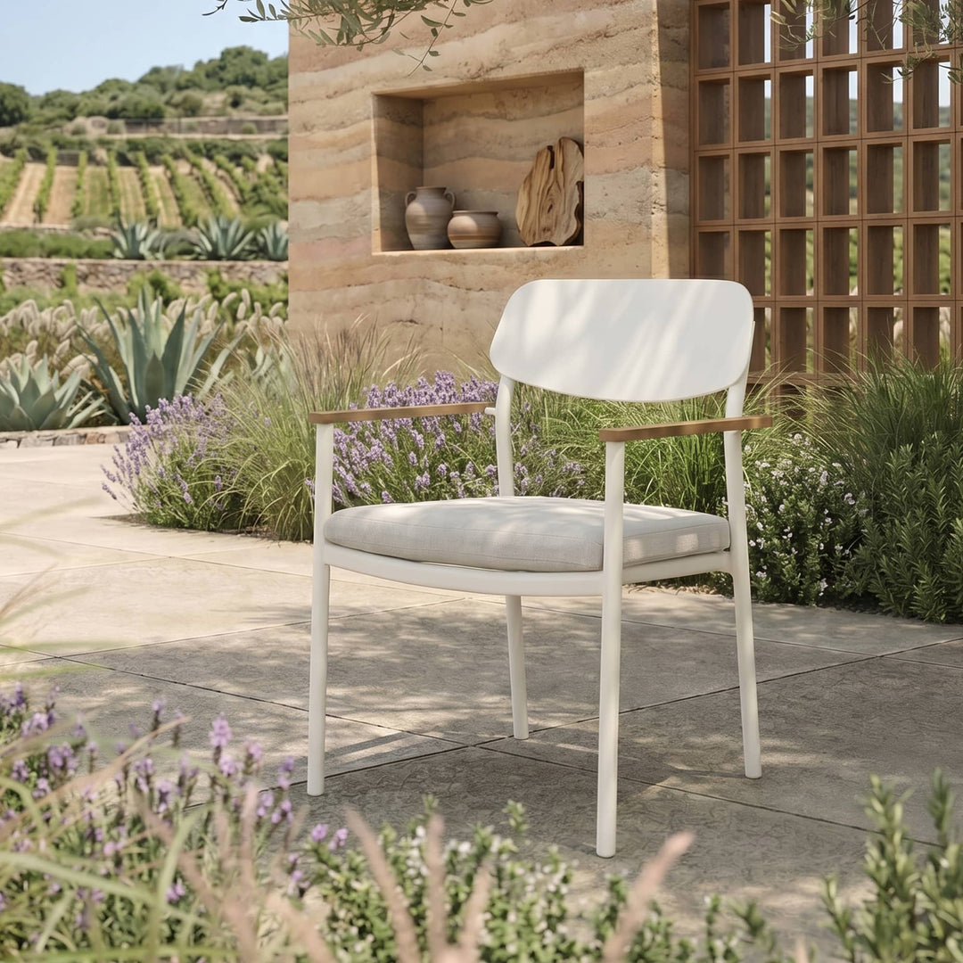 Riviera Outdoor-Esszimmerstuhl aus geflochtenem Aluminium