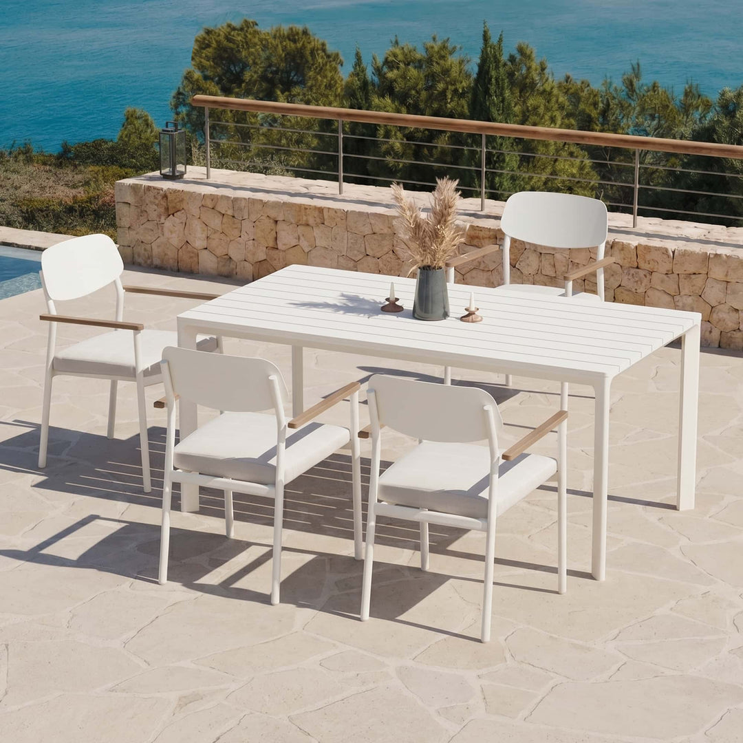 Riviera Outdoor-Esszimmerstuhl aus geflochtenem Aluminium