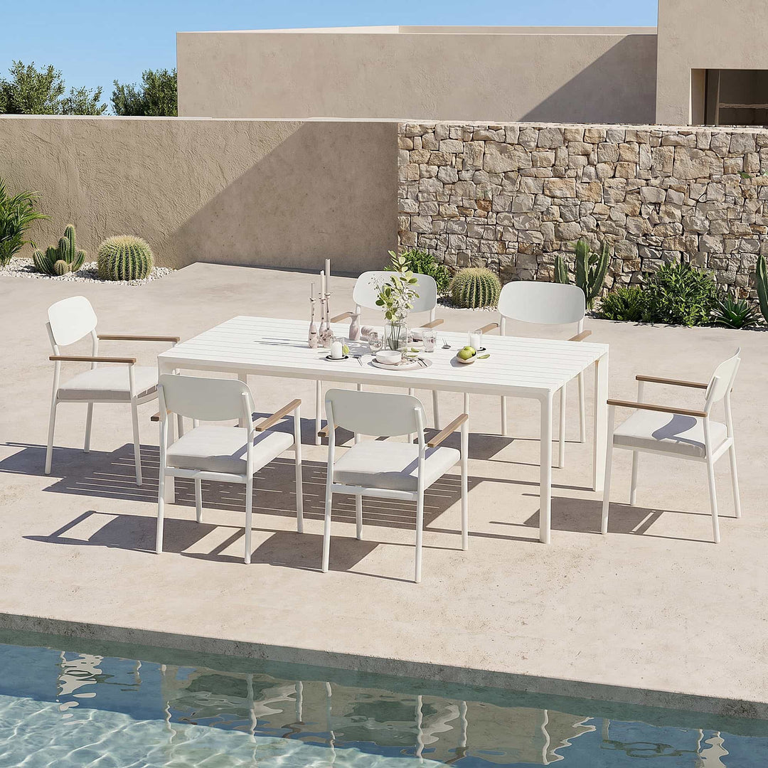 Riviera Outdoor-Esszimmerstuhl aus geflochtenem Aluminium