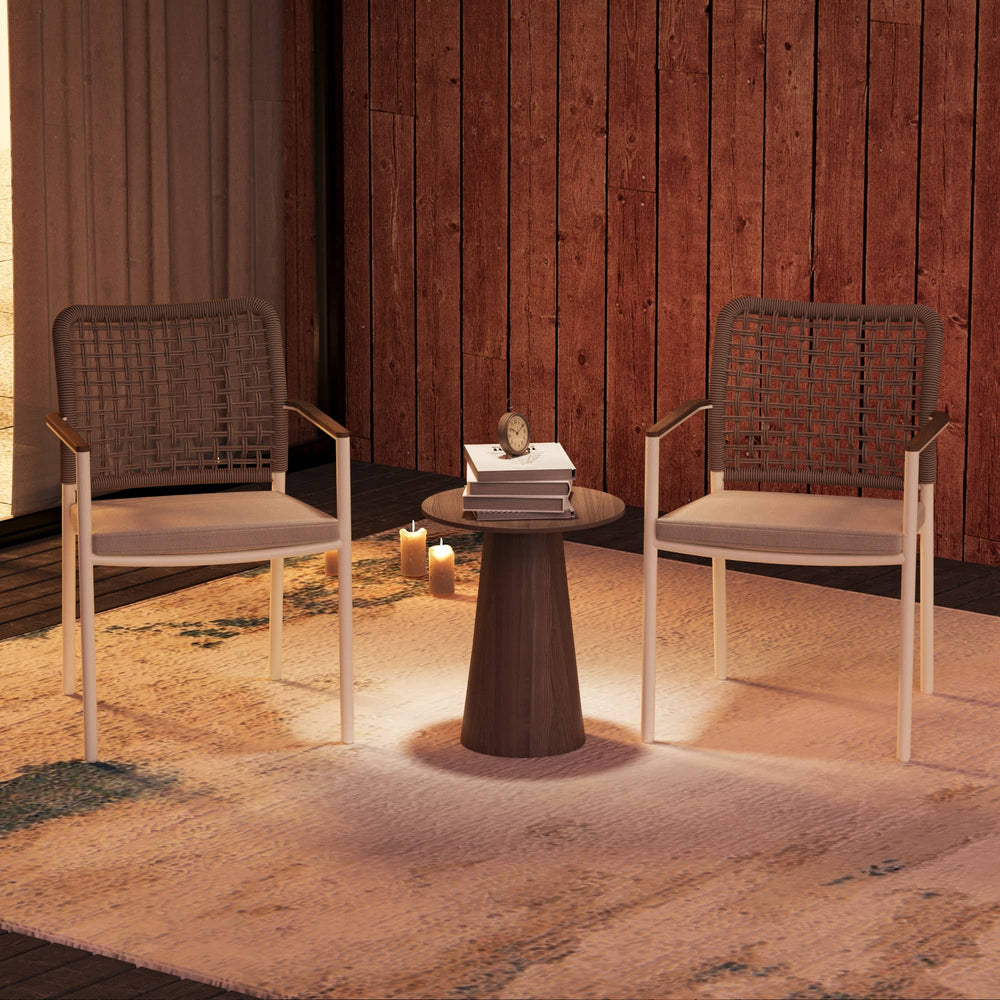 Riviera Outdoor-Esszimmerstuhl aus geflochtenem Aluminium