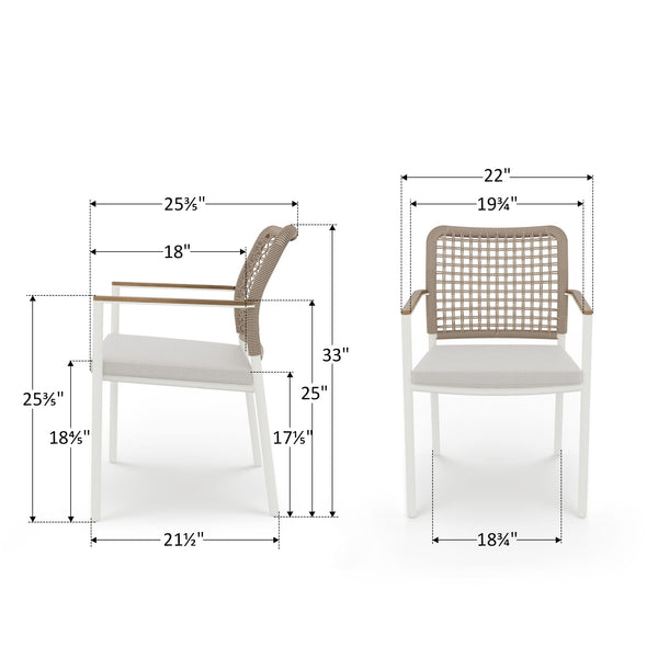 Riviera Rope Woven Aluminum Outdoor Dining Chair