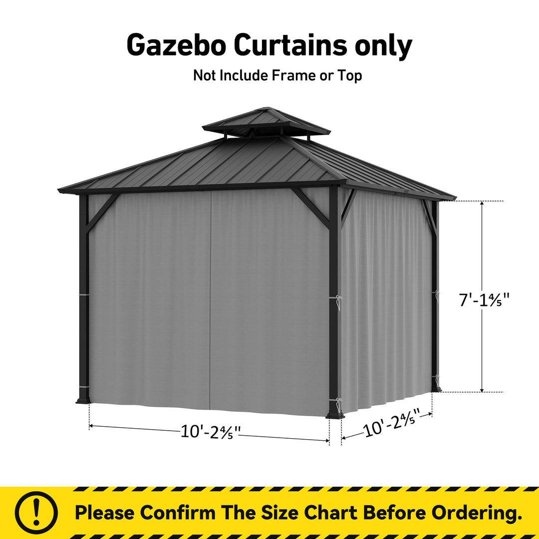 Yarn-dyed 10'x10' Privacy Curtain for Gazebo with Zipper
