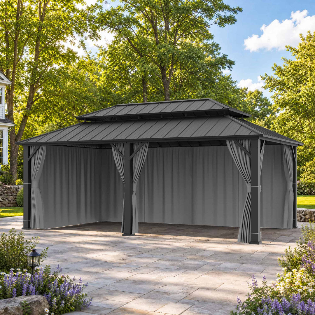 Yarn-dyed 12'x20' Privacy Curtain for Gazebo with Zipper