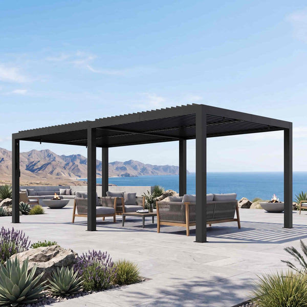 10'x20' Aurora Metal Pergola with Adjustable Louver