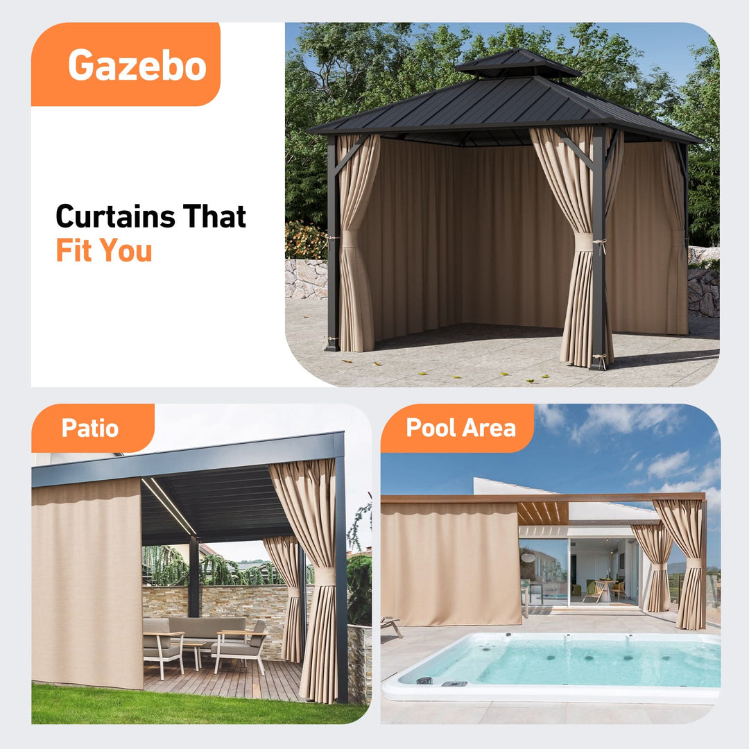 Yarn-dyed 10'x10' Privacy Curtain for Gazebo with Zipper