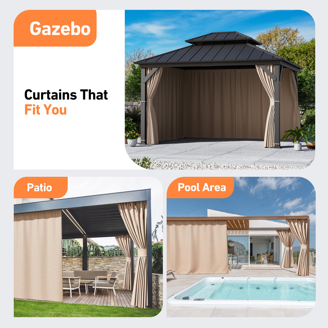 Yarn-dyed 11x13 Privacy Curtain for Gazebo with Zipper