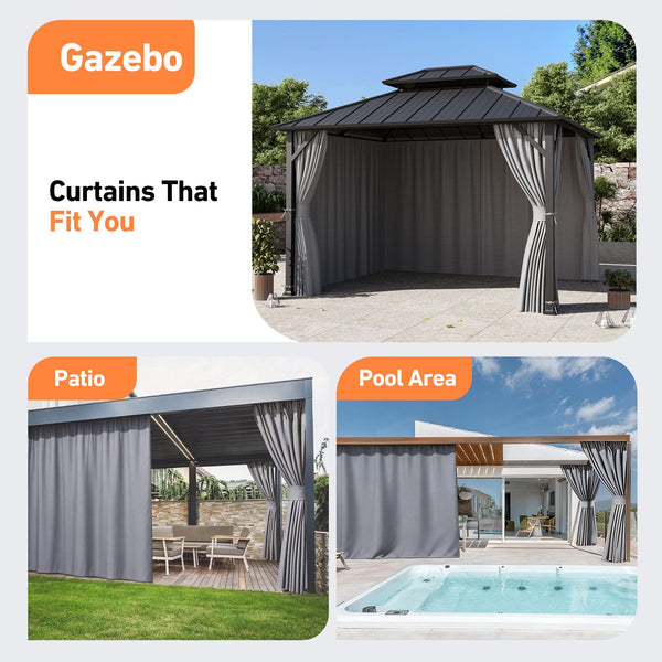 Yarn-dyed 10'x12' Privacy Curtain for Gazebo with Zipper