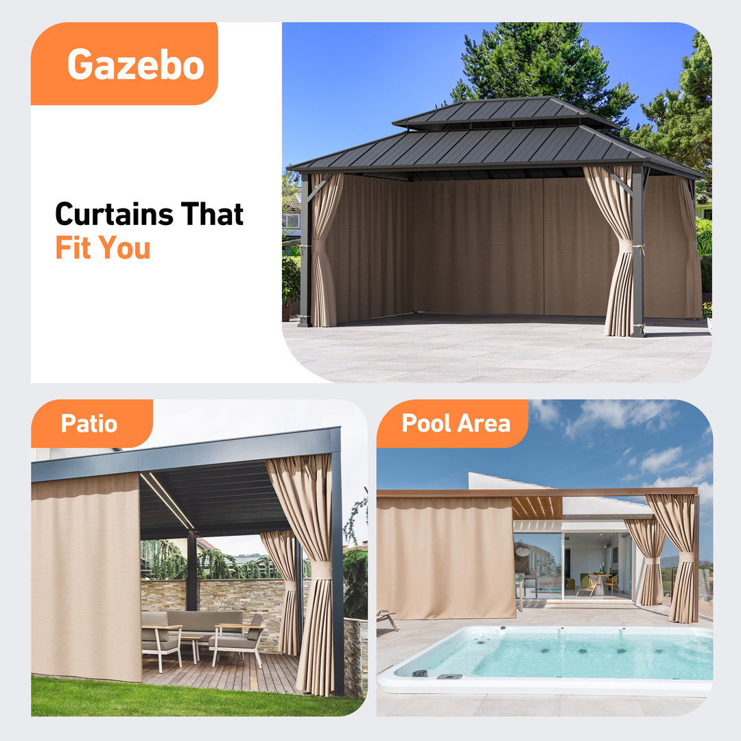 Yarn-dyed 12x16 Privacy Curtain for Gazebo with Zipper