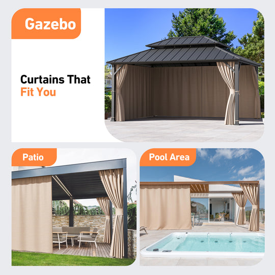 Yarn-dyed 12x16 Privacy Curtain for Gazebo with Zipper