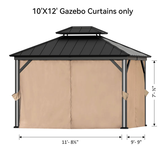 Gazebo Curtain Replacement Universal 4-Panel Sidewalls Outdoor Gazebo Privacy Curtains with Zipper Patio Canopy Garden and Backyard (Curtain Only)