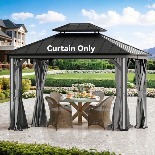 Gazebo Curtain Replacement Universal 4-Panel Sidewalls Outdoor Gazebo Privacy Curtains with Zipper Patio Canopy Garden and Backyard (Curtain Only)