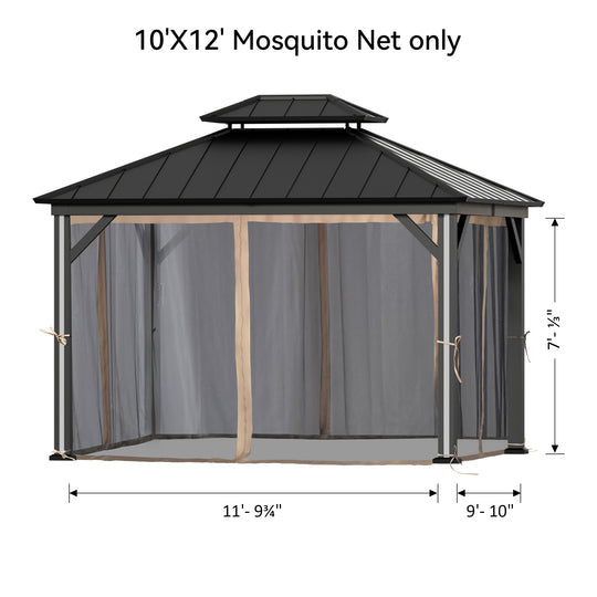 Gazebo Mosquito Netting Replacement Universal 4-Panel Sidewalls Outdoor Gazebo Mosquito Nettings with Double Zipper Garden and Backyard (Mosquito Net Only)