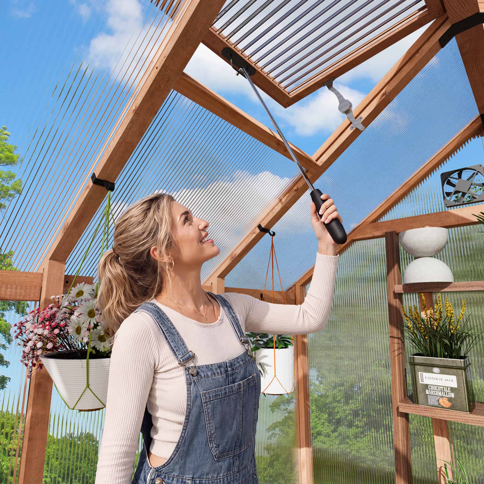 6.5'x10' EverBloom Cedar Wood Greenhouse – Modern Shade