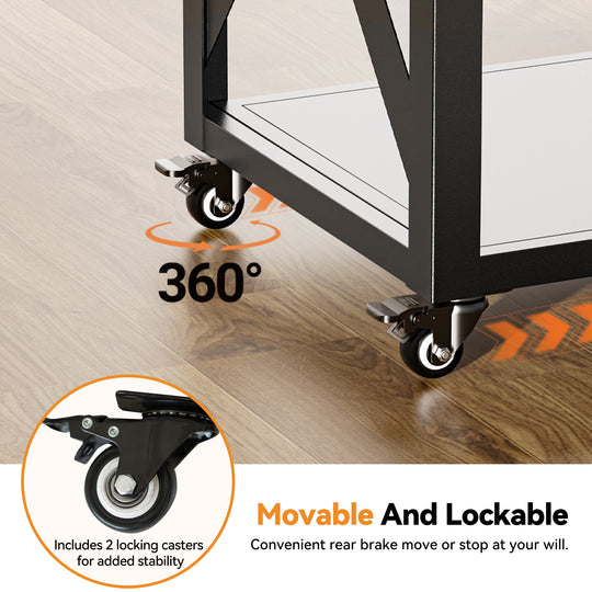 Grill Cart with Marble-Textured Countertop