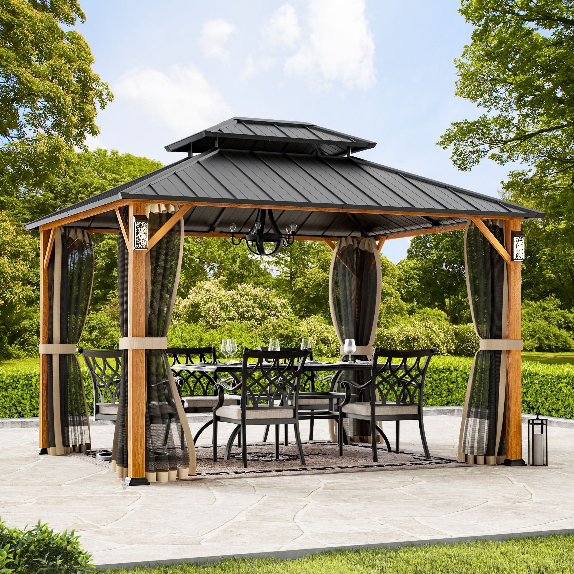 10'x12' The Horizon Metal Hardtop Gazebo – Modern Shade