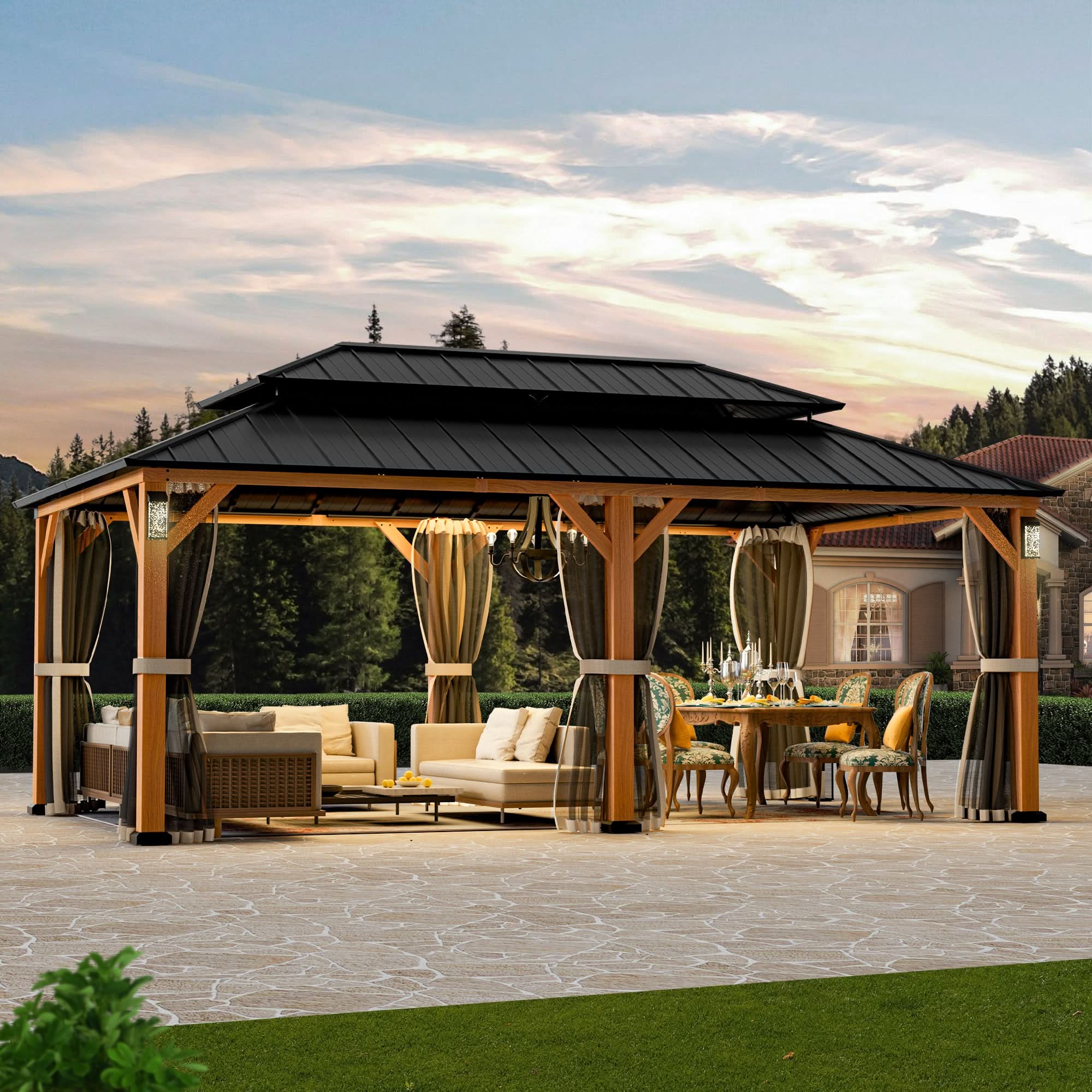 12x20 The Horizon Metal Hardtop Gazebo – Modern Shade
