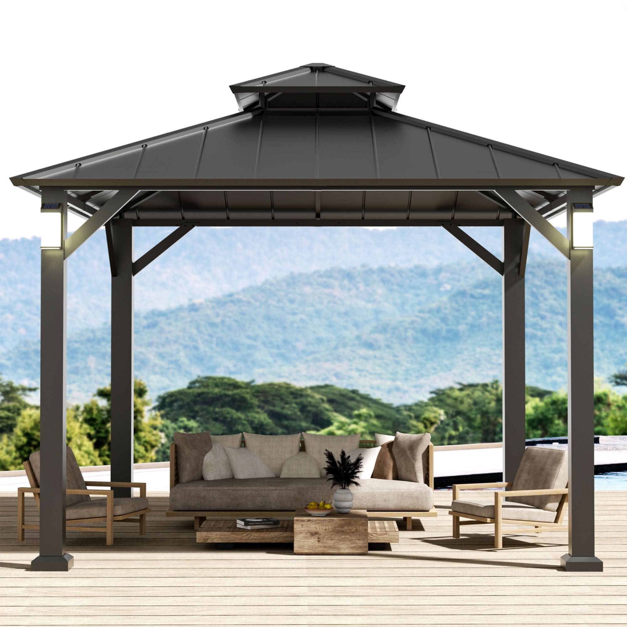 10'x10' The Horizon Metal Hardtop Gazebo – Modern Shade