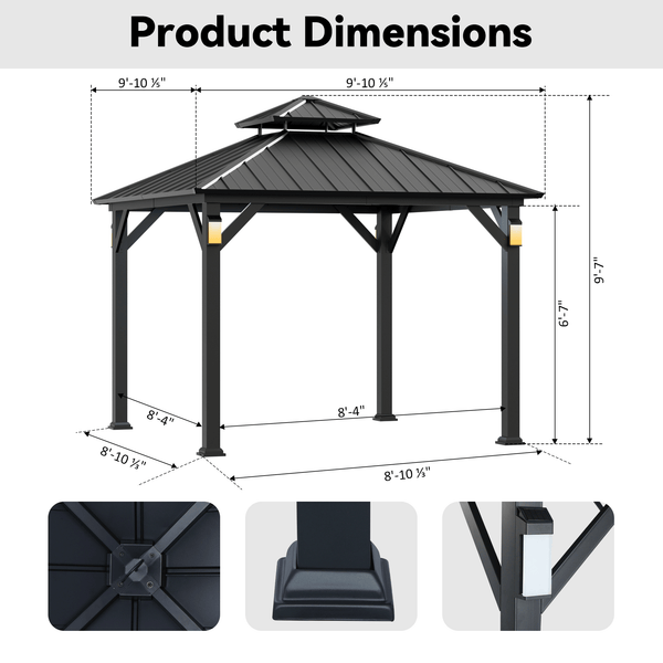 10x10 The Horizon Metal Hardtop Gazebo